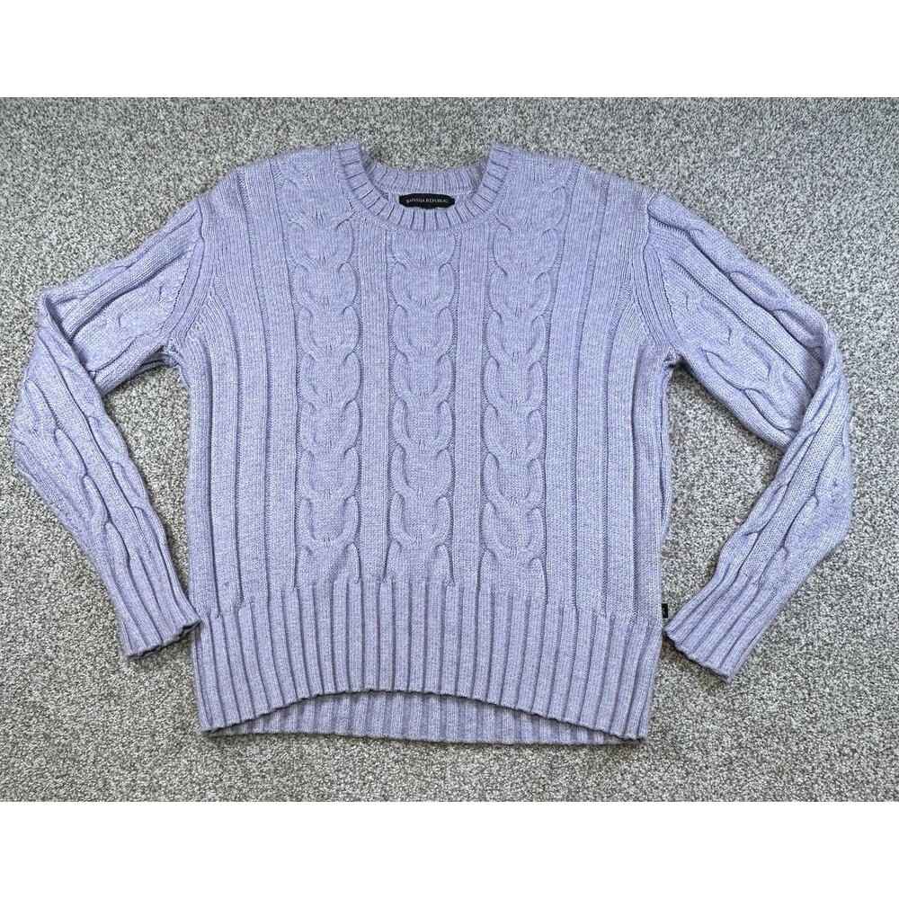 Banana Republic Sweater Womens Medium Purple Lavender Cable Knit Crew Neck